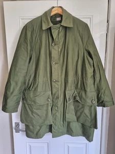 Vintage Sweedish Army Field Jacket C48 Removable Fleece Lining hooded Mens Large - Picture 1 of 10