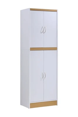 Hodedah 4 Door Kitchen Pantry with Four Shelves, White - Image 1 of 4