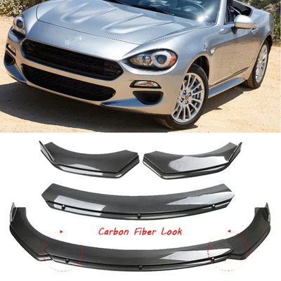 Car Front Bumper Lip Spoiler Splitter Kit Carbon Fiber Style For Fiat 124 Spider - Image 1 of 4