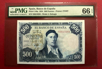 SPAIN, 500 Pesetas 1954. P-148a ,Gem UNC PMG 66 EPQ - Image 1 of 2