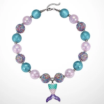  Kurze Meerjungfrau Anhänger Mädchen Perlen Halskette Mode Bunte Halskette - Bild 1 von 4
