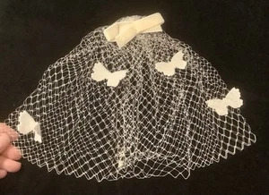 Vintage 1960’s Ladies Net Hat Netting Butterflies & Bow White - Picture 1 of 3