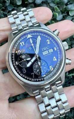 IWC Pilots Flieger Chronograph Stainless Steel 3717 42mm Black Dial Watch Only - Image 1 of 4