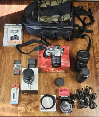 Cannon EOS 400 D Rebel  XTI  Camera Kit With Accessories, Lenses And Bag - Image 1 of 4