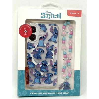 Funda rígida Lilo Stitch delgada inmersión iPhone 16 correa con cuentas brillo brillante Foto 1 de 4