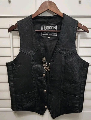 Chaleco de cuero Hudson para mujer negro con cadena de tracción talla 36 pequeño ver fotos  Foto 1 de 4