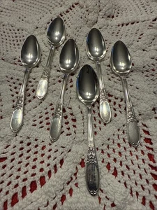 Vintage 1934 IS Wm Rogers Demitasse Spoon Set Of 6 Burgundy Champagne 4 5/8” - Picture 1 of 12