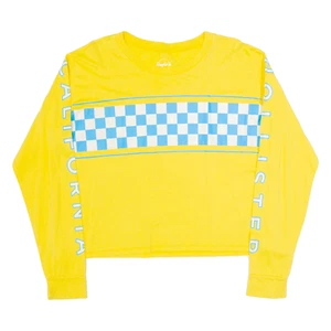 HOLLISTER Cropped Womens T-Shirt Yellow Long Sleeve L - Picture 1 of 6