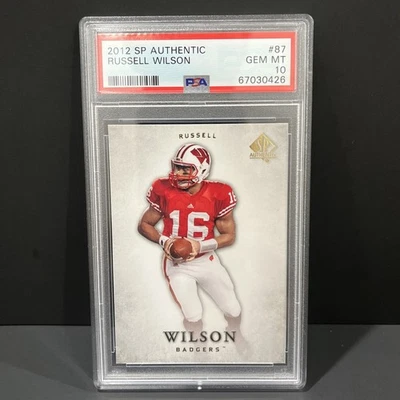 Russell Wilson Rookie 2012 SP Auténtico - Badgers Seahawks Giants PSA 10 Foto 1 de 2