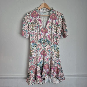Sandro Paris, Ladies Short Printed Ivory Ruffles Dress, RRP: £379 - Picture 1 of 23