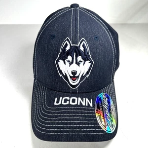 UCONN Huskies Zephyr Cap Hat Size M/L Fitted Stretch Denim Blue Gray Logo - Picture 1 of 6