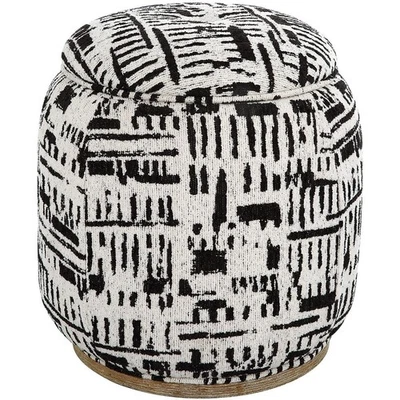 Uttermost 23195 Dialogue 18 inch Black and Off White with Oak Ottoman - Image 1 of 4