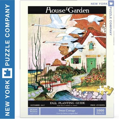 SWAN COTTAGE New York Puzzle Company 1000 Teile Puzzle zufälliger Schnitt NPZHG2111