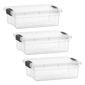 Mini Storage Bins with Lids- Clear Boxes for Organizing Stackable Plastic Con... - Picture 1 of 6