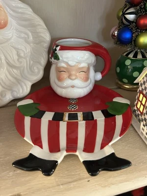 MacKenzie Childs Nick's Pick Santa Milk & Cookies, Set of 2 - Image 1 of 4