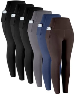 Leggings with Pockets for Women, 6 Packs Soft High Waisted Tummy Control Work... - Picture 1 of 6