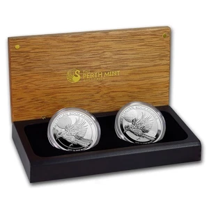 2018 Australia Silver Kookaburra 2-Coin Set BU/Proof - Picture 1 of 6
