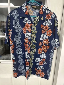 ODO Hawaiian Polyester Button Up Shirt Men’s Medium Floral Aloha Floral - Picture 1 of 3