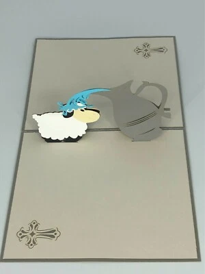 Baptism 3D Pop Up Card  Greeting Card Christening Baby Boy Girl Birth Church Foto 1 de 2