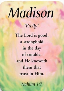 Madison  "Pretty" Keepsake Name Meaning Card with Verse - Picture 1 of 2