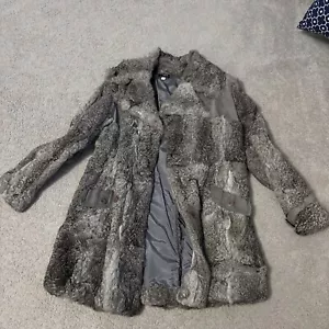 Vintage Grey Rabbit Fur Coat Size 16 - Picture 1 of 3