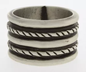 12 - Solid Sterling Silver Tufa Stone Cast Ring By Navajo Artist Aaron Anderson - Picture 1 of 3