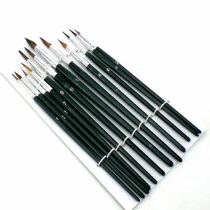 12 Artist Paint Brushes Set Pointed Detail Accessories Oil Acrylic Watercolour - Picture 1 of 4