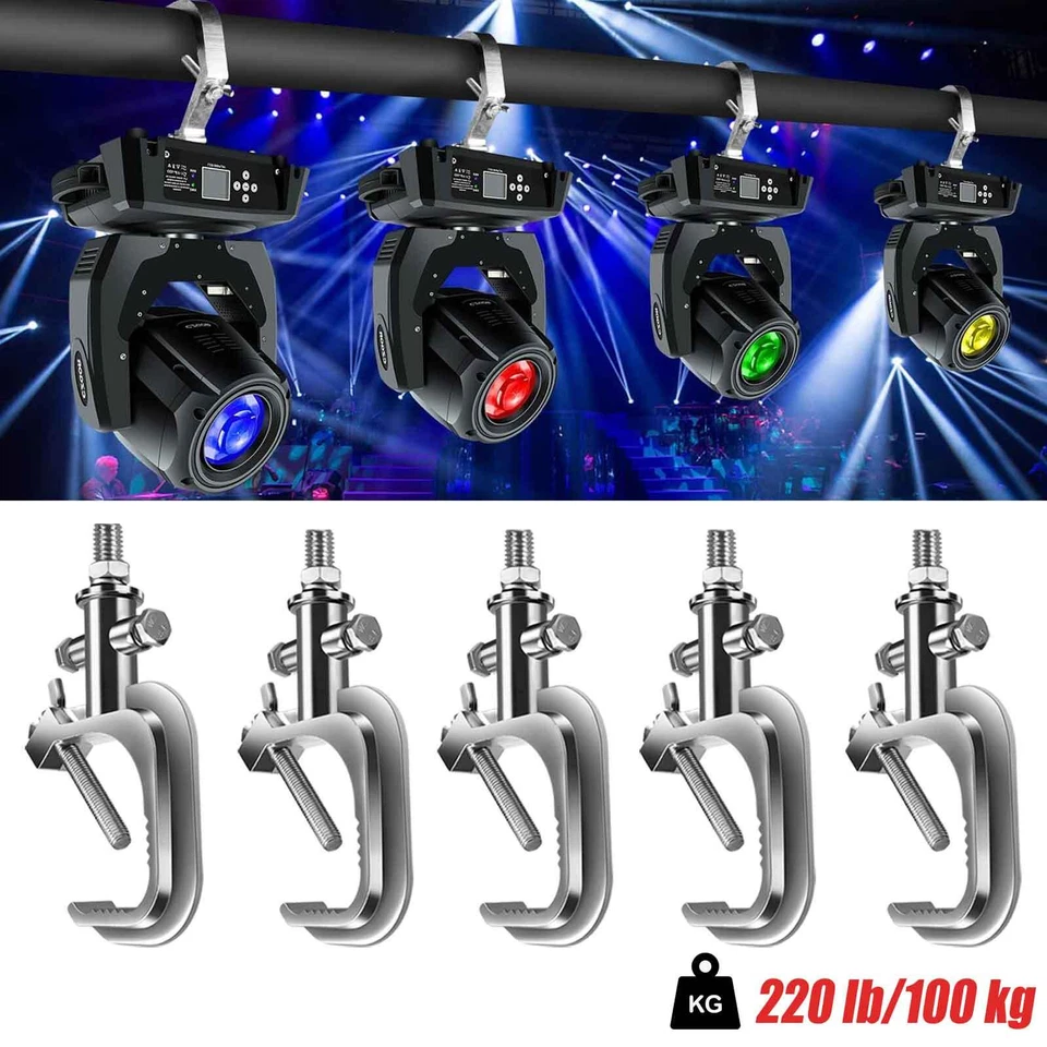 5X Bühnenlicht Klemmhaken Truss C Clamp  Gewichtskapazität 100kg Moving Head - Bild 1 von 4