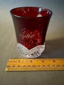 EAPG RUBY STAINED MOTHER 1905 ETCHED ANTIQUE HANDLED MUG CUP - Picture 1 of 5