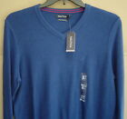 Nwt $70 Nautica Mens M Pima Cotton Blend V-Neck Sweater Estate Blue S63202