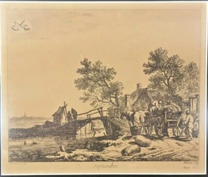 Antique 1700s Franz Weirotter SEPTEMBER Farm Engraving Art Print Framed Month - Picture 1 of 11
