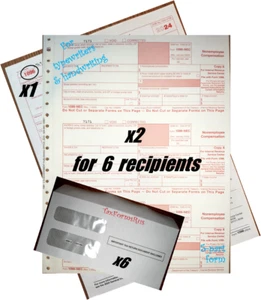 2024 IRS TAX FORMS KIT:: 1099-NEC Carbonless 6 recipients + 6 envelopes+(1)1096 - Picture 1 of 6