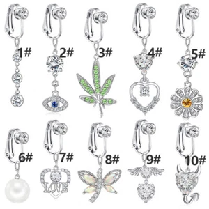 Non Pierced Zircon Fake Belly Button Ring Belly Ring Body Jewelry - Picture 1 of 21
