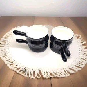 Set of 4 Sweejar Black/White Porcelain Soup & Cereal Bowls with Handle – Eco-Fri - Picture 1 of 7