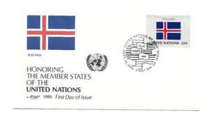 United Nations #485 Flag Series 1986, Iceland, Artmaster FDC - Picture 1 of 1