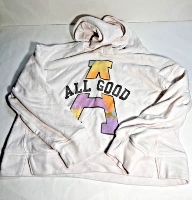 Старый темно-синий длинным рукавом графический пуловер толстовка с капюшоном все хорошо белый девочек размер средний - Изображение 1 из 4