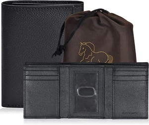 ESTALON Slim RFID Wallets for Men - Genuine Leather Front Pocket Trifold Wallet - Picture 1 of 12