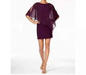 X BY XSCAPE Mujer Borgoña Transparente Cuentas Capa Superposición Barco Nek Vestido TALLA 16 NUEVO CON ETIQUETAS - Imagen 1 de 8