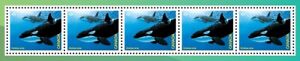 KILLER WHALE, ORCA =Endangered WHALES= SS of 5 cut from Uncut Sh Canada 2022 MNH