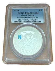 Great Britain 2010 Silver 5 Pounds PCGS PR69DCAM Countdown - Runners - Picture 1 of 2