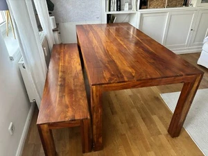 Holztisch und Holzbank - Bild 1 von 5