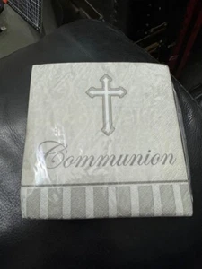 Devotion Communion 3-Ply Beverage Napkins Paper 16 Per Pack Silver Religious - Picture 1 of 2