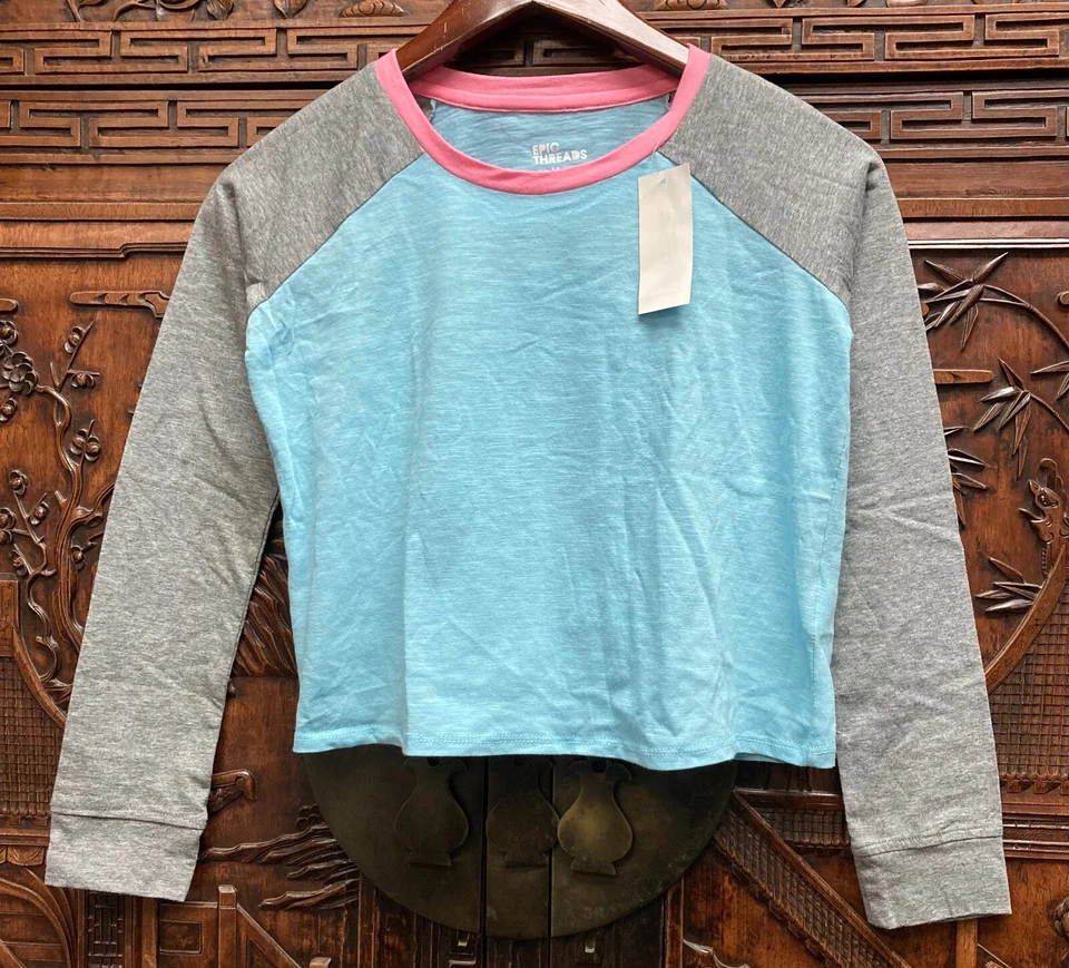New Epic Threads Big Girls Long Sleeve T-Shirt Top, Light Turquoise, Large - Image 1 of 1