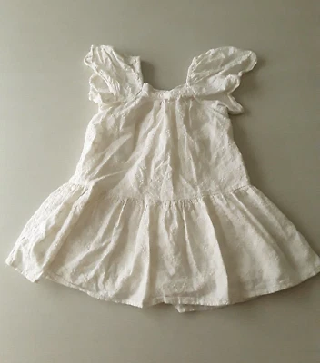 ZARA Girls Floral Embroidered Dress 3-4 White Cotton Lined Flutter Sleeve Boho - Image 1 of 4