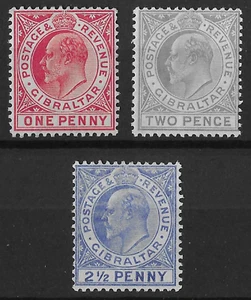 Gibraltar 1906-11 EDVII Definitives SG67-69 como nuevo gato £26 (3v) - Imagen 1 de 2