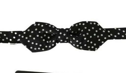 Dolce&Gabbana Men Black Bow Tie 100 Silk Polka Dots Print Adjustable Papillon