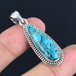 Kupfer Türkis Edelsteine massiv 925 Sterling Silber Handarbeit Anhänger Schmuck - Bild 1 von 5