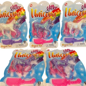 LOT- Glitter Unicorn Figures Kid's Birthday Party Favors Toys For Kids - Picture 1 of 7