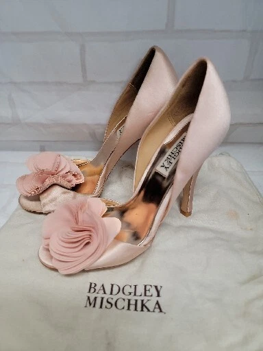 Badgley Mischka ~ Thora~ Women's Brial Open Toe Pumps Nude Satin US 6.5 M - Image 1 of 4