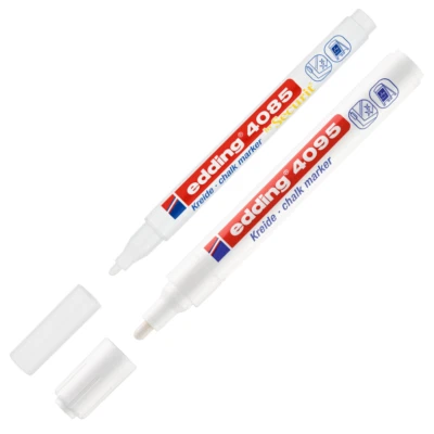 2x Edding Kreidemarker 4085 + 4095 Kreidestift Fenster Sprühkreide, weiß 1-3mm - Bild 1 von 4